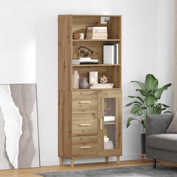 vidaXL Highboard z szufladą Dąb rzemieślniczy 69,5 x 34 x 180 cm