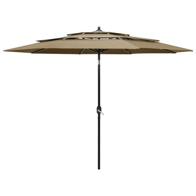 vidaXL 3-poziomowy parasol na aluminiowym słupku, taupe, 3 m