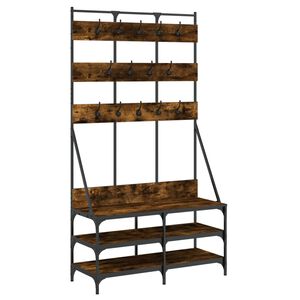 vidaXL Wieszak na ubrania z miejscem na buty opalany dąb 100x40x184 cm