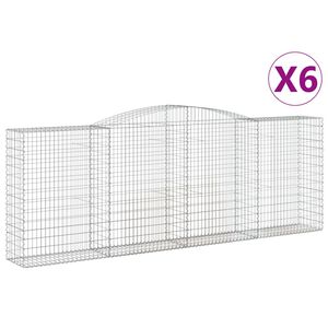 vidaXL Kosze gabionowe, 6 szt, 400x50x140/160 cm, galwanizowane żelazo