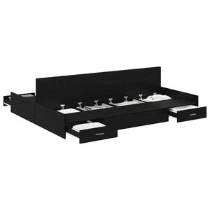 vidaXL Rama ł&oacute;żka z miejscem na przechowywanie Czarny Dąb 150 x 200 cm