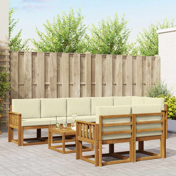 vidaXL Zestaw sof na zewnątrz z poduszką 9 pcs Naturalny i Kremowy