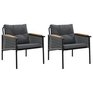 vidaXL Krzesła ogrodowe z poduszkami, 2 szt., czarne, stal