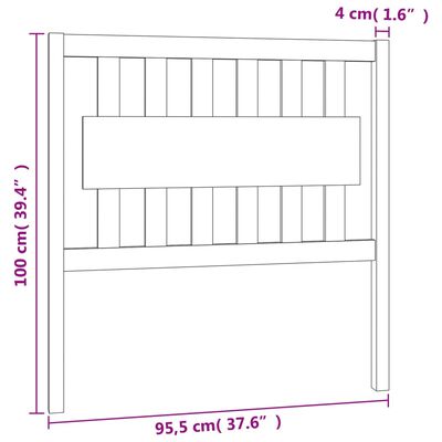 vidaXL Wezgłowie łóżka, szare, 95,5x4x100 cm, lite drewno sosnowe