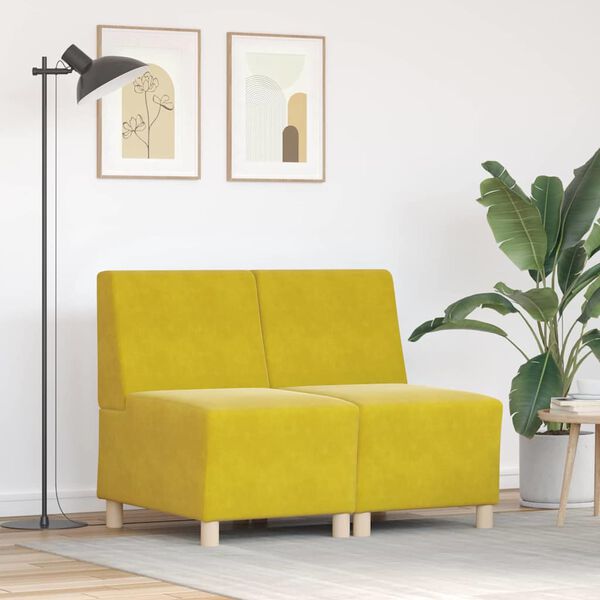 vidaXL Modułowa sofa bez podłokietnik&oacute;w 2 pcs Ż&oacute;łty 55 x 74 x 82 cm