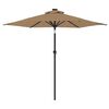 vidaXL Parasol ogrodowy LED, stalowy słupek, taupe, 225x225x212 cm
