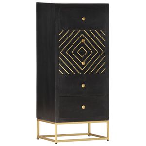 vidaXL Komoda, czarno-złota, 45 x 30 x 105 cm, lite drewno mango