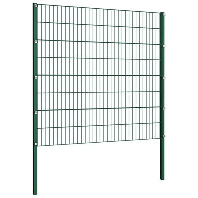 vidaXL Panel ogrodzeniowy ze słupkami, żelazny, 1,7 x 1,6 m, zielony