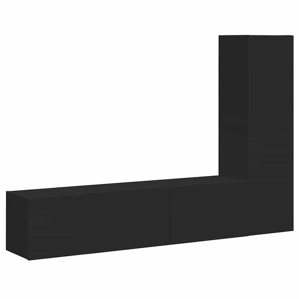 vidaXL 3-cz. zestaw szafek TV, czarny, materiał drewnopochodny