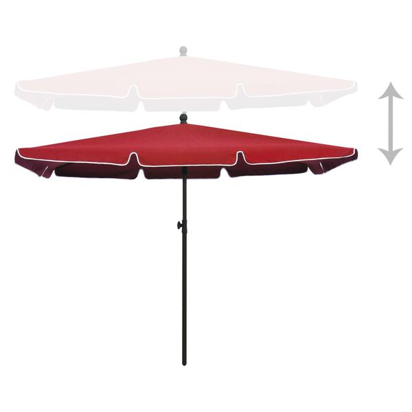 vidaXL Parasol ogrodowy na słupku, 210x140 cm, bordowy