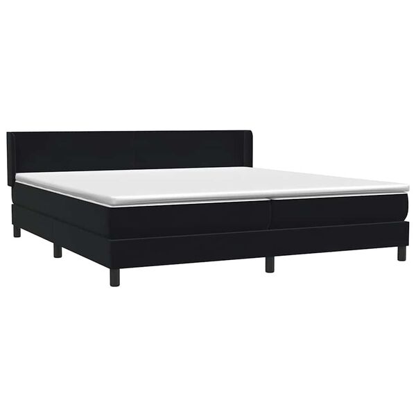 vidaXL Ł&oacute;żko typu Box Spring z materacem Czarny 200x220 cm Aksamit