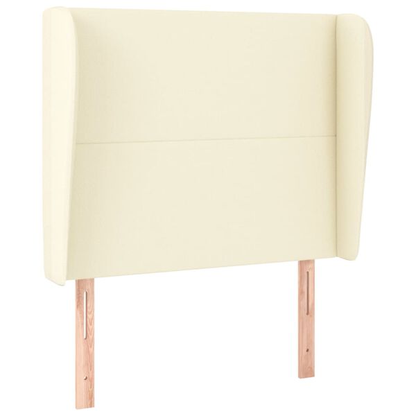 vidaXL Zagł&oacute;wek uszak, kremowy, 93x23x118/128 cm, sztuczna sk&oacute;ra