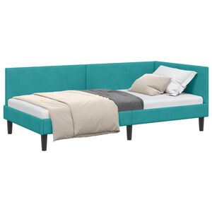 vidaXL Rama ł&oacute;żka narożnego Turkusowy 80 x 200 cm Aksamit