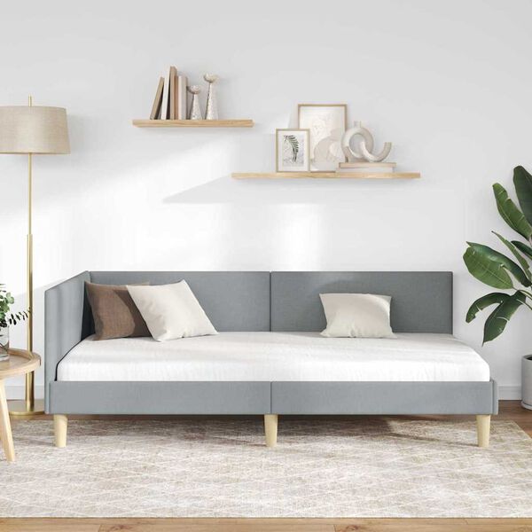 vidaXL Rama ł&oacute;żka narożnego Jasnoszary 90 cm x 200 cm Aksamit