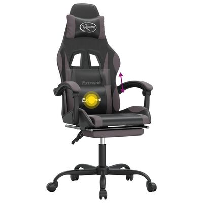 vidaXL Obrotowy fotel gamingowy z podnóżkiem, czarno-szary