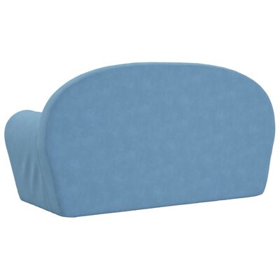 vidaXL 2-os. sofa dla dzieci, niebieska, miękki plusz