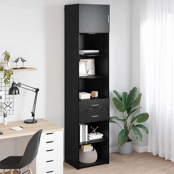 vidaXL Highboard Czarny Dąb 50 x 42,5 x 225 cm Materiał drewnopochodny