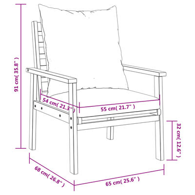 vidaXL Krzesła ogrodowe, 2 szt., z poduszkami, lite drewno akacjowe