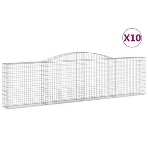 vidaXL Kosze gabionowe, 10 szt, 400x30x100/120cm, galwanizowane żelazo