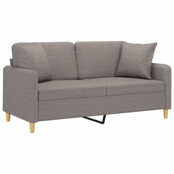 vidaXL 2-osobowa sofa z poduszkami, taupe, 140 cm, tkanina