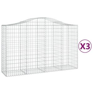 vidaXL Kosze gabionowe, 3 szt, 200x50x120/140 cm, galwanizowane żelazo