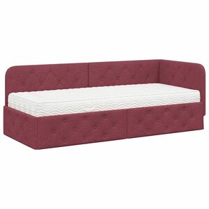 vidaXL Rama ł&oacute;żka narożnego Czerwone wino 80 x 200 cm tkanina