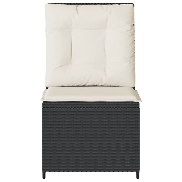 vidaXL Rozkładany fotel ogrodowy z poduszkami, czarny, polirattan