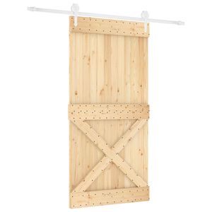 vidaXL Drzwi przesuwne 100 x 210 cm Lite Drewno Sosnowe (Nieobrobione)