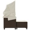 vidaXL 2-os. sofa ogrodowa, daszek i podn&oacute;żki, brązowa, rattan PE