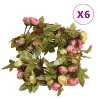 vidaXL Sztuczne girlandy kwiatowe, 6 szt., różowe, 215 cm
