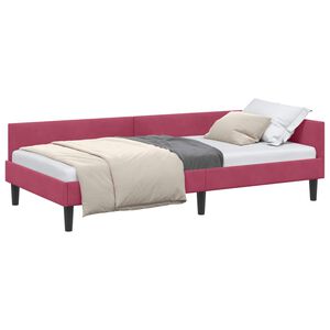 vidaXL Rama ł&oacute;żka narożnego Czerwone wino 90 x 190 cm Aksamit