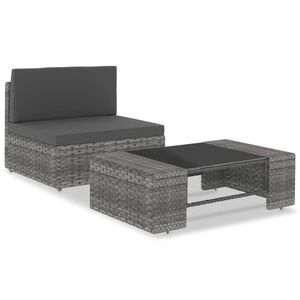vidaXL 2-cz. zestaw wypoczynkowy do ogrodu, rattan PE, szary