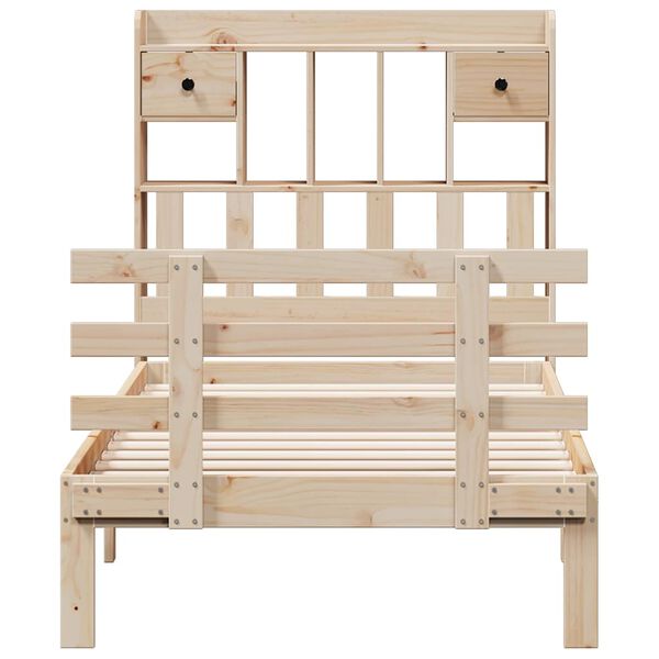 vidaXL Ł&oacute;żko z regałem, bez materaca, 90x190 cm, drewno sosnowe