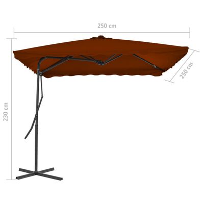 vidaXL Parasol ogrodowy na stalowym słupku, terakota, 250x250x230 cm