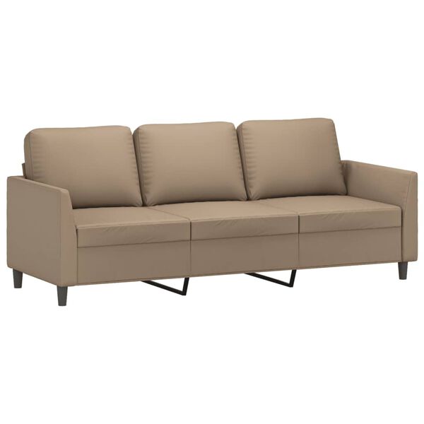vidaXL 3-osobowa sofa z podnóżkiem, cappuccino, 180 cm, sztuczna skóra