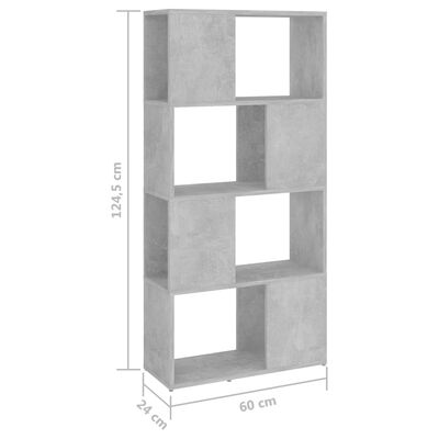 vidaXL Regał na książki/przegroda, szarość betonu, 60x24x124,5 cm