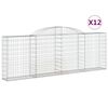 vidaXL Kosze gabionowe, 12 szt, 300x30x100/120cm, galwanizowane żelazo