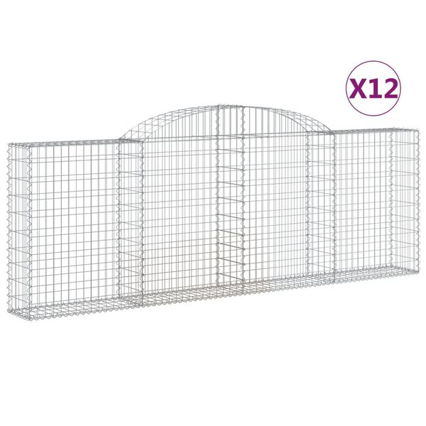 vidaXL Kosze gabionowe, 12 szt, 300x30x100/120cm, galwanizowane żelazo