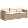 vidaXL Sofa ogrodowa z poduszkami, 3-osobowa, beż, polirattan