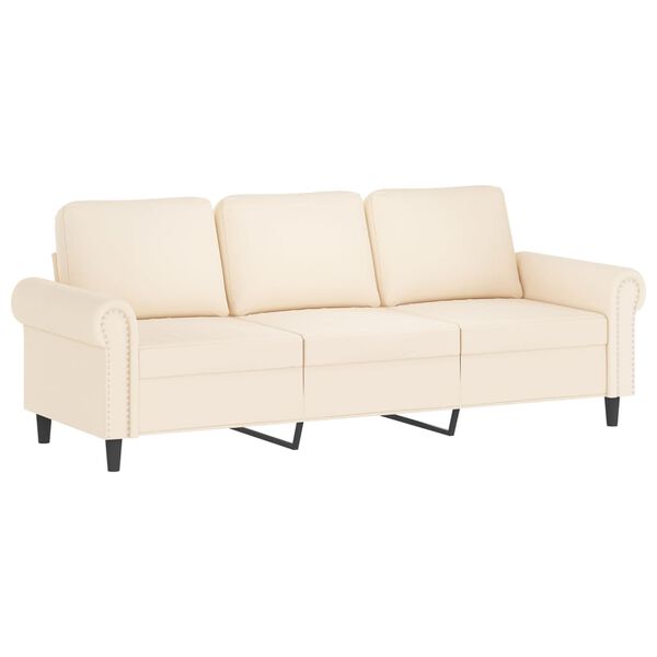 vidaXL 3-osobowa sofa z poduszkami, kremowa, 180 cm, aksamit