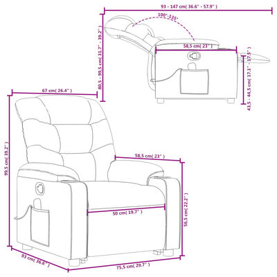 vidaXL Podnoszony fotel masujący, rozkładany, szary, ekoskóra