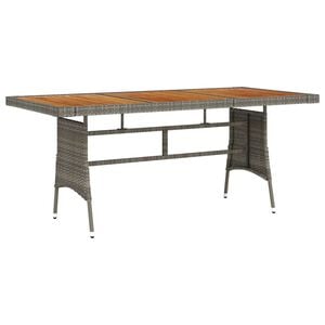 vidaXL St&oacute;ł ogrodowy, szary, 160x70x72 cm, rattan PE i drewno akacjowe