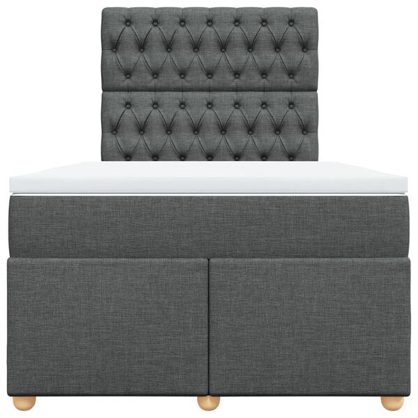 vidaXL Ł&oacute;żko kontynentalne z materacem, ciemnoszara tkanina 120x200 cm