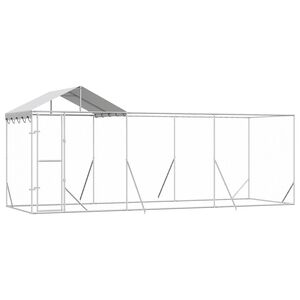 vidaXL Kojec dla psa, z dachem, srebrny, 6x2x2,5 m, stal galwanizowana