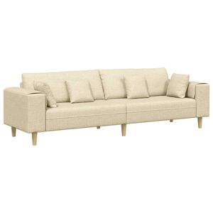 vidaXL Sofa z poduszką Kremowy 250 x 77 x 76 cm tkanina