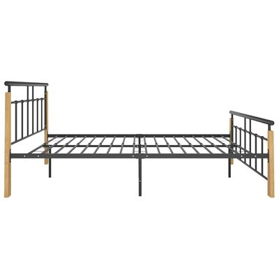 vidaXL Rama łóżka, metal i lite drewno dębowe, 140x200 cm