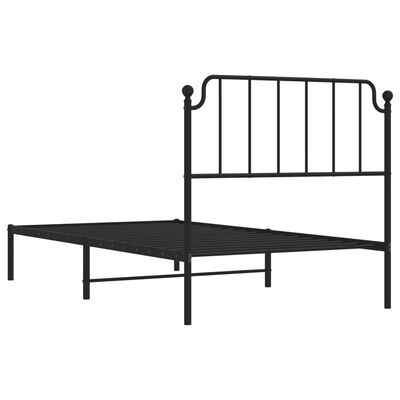 vidaXL Metalowa rama łóżka z wezgłowiem, czarna, 100x190 cm