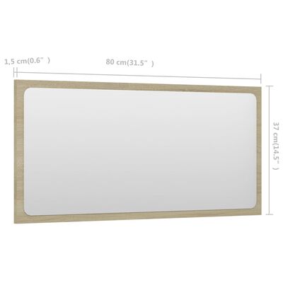 vidaXL Lustro łazienkowe, dąb sonoma, 80x1,5x37 cm, płyta wiórowa