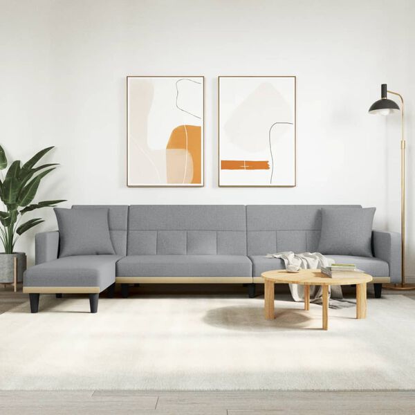 vidaXL Sofa rozkładana L, jasnoszara, 275x140x70 cm, tkanina