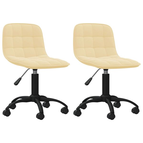 vidaXL Obrotowe krzesła stołowe, 2 szt., kremowe, aksamitne